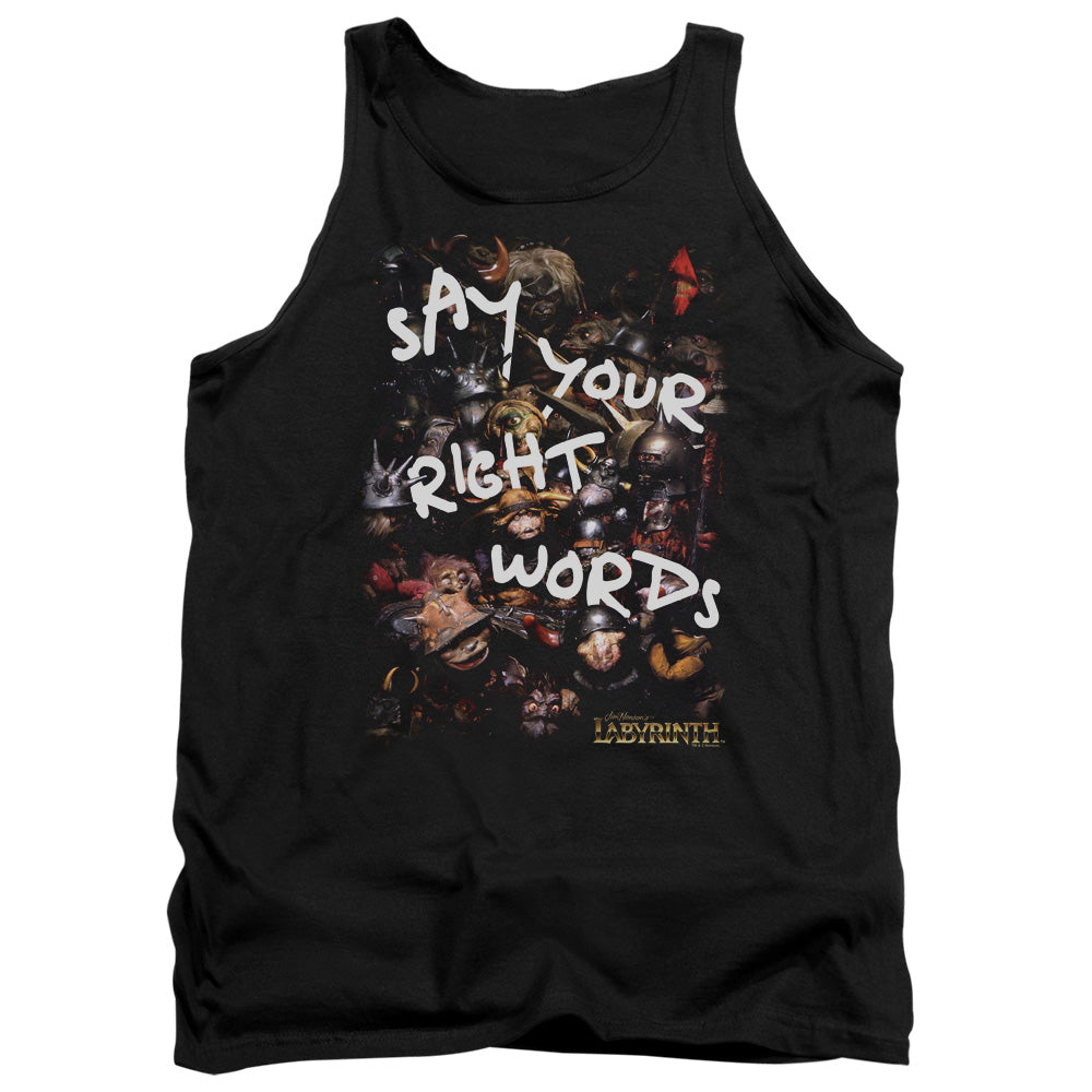 AN OFFCIALLY LICENSED LABYRINTH RIGHT WORDS ADULT UNISEX TANK TOP BLACK