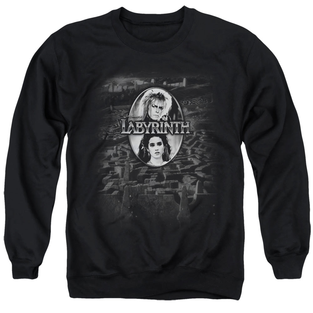 AN OFFCIALLY LICENSED LABYRINTH MAZE ADULT UNISEX CREWNECK SWEATSHIRT BLACK