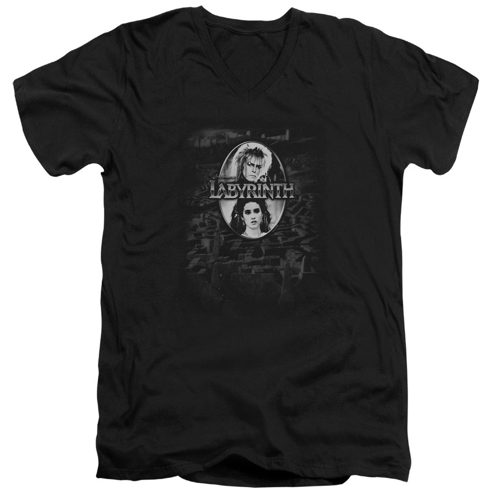 AN OFFCIALLY LICENSED LABYRINTH MAZE MEN'S V-NECK T-SHIRT BLACK