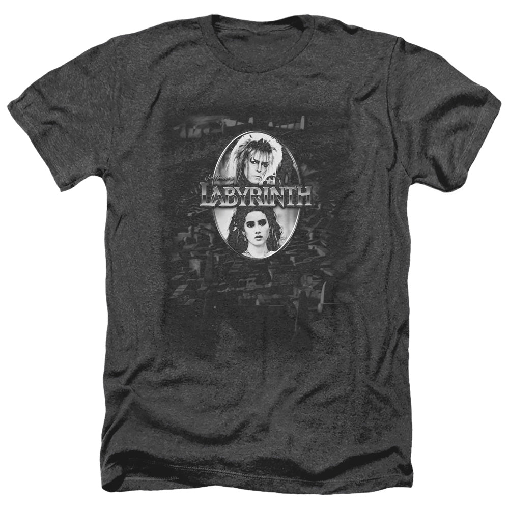 AN OFFCIALLY LICENSED LABYRINTH MAZE MEN'S HEATHER T-SHIRT CHARCOAL