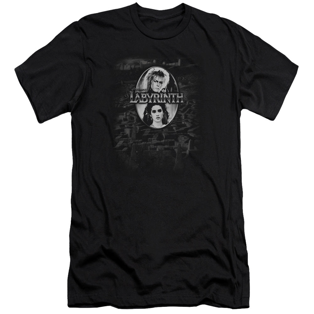 AN OFFCIALLY LICENSED LABYRINTH MAZE MEN'S PREMIUM SLIM FIT T-SHIRT BLACK