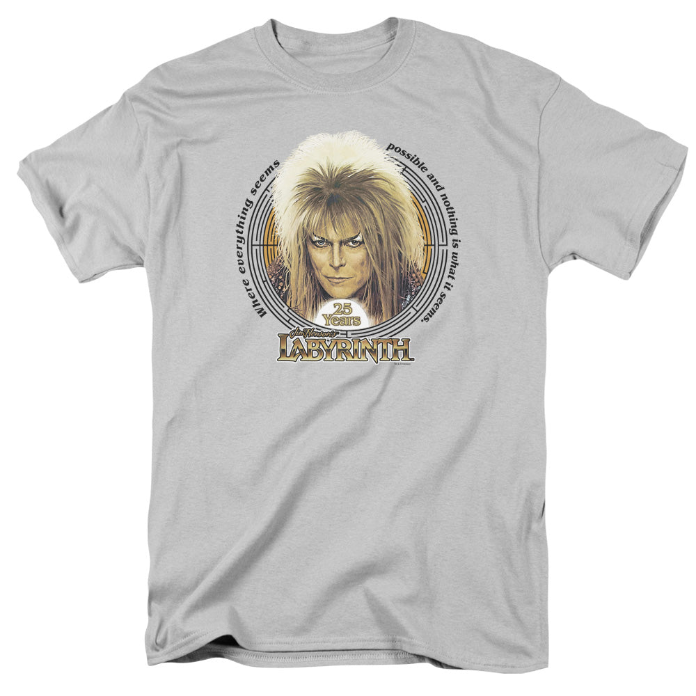 AN OFFCIALLY LICENSED LABYRINTH 25 YEARS MEN'S REGULAR FIT T-SHIRT SILVER