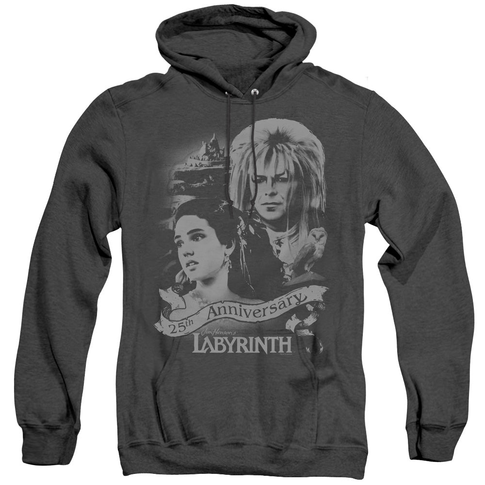 AN OFFCIALLY LICENSED LABYRINTH ANNIVERSARY ADULT UNISEX HEATHER PULLOVER HOODIE BLACK