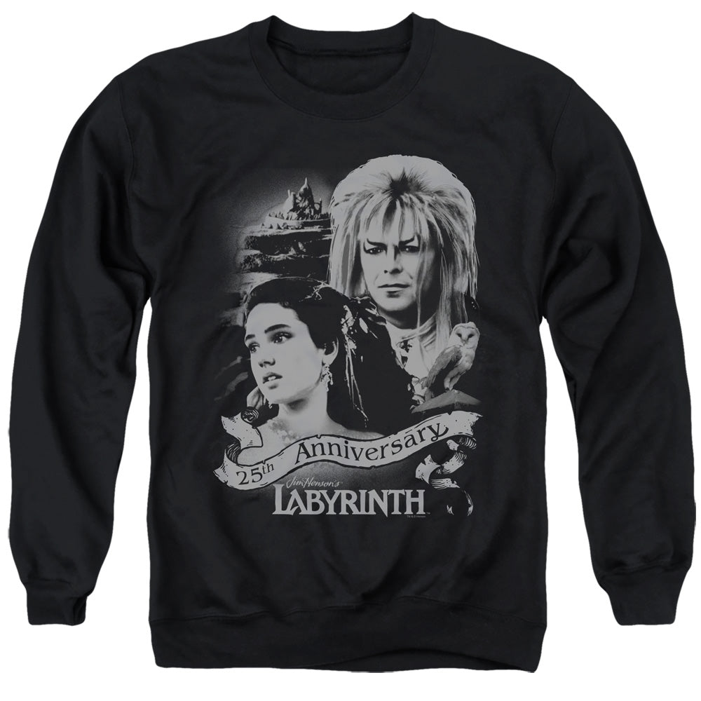AN OFFCIALLY LICENSED LABYRINTH ANNIVERSARY ADULT UNISEX CREWNECK SWEATSHIRT BLACK