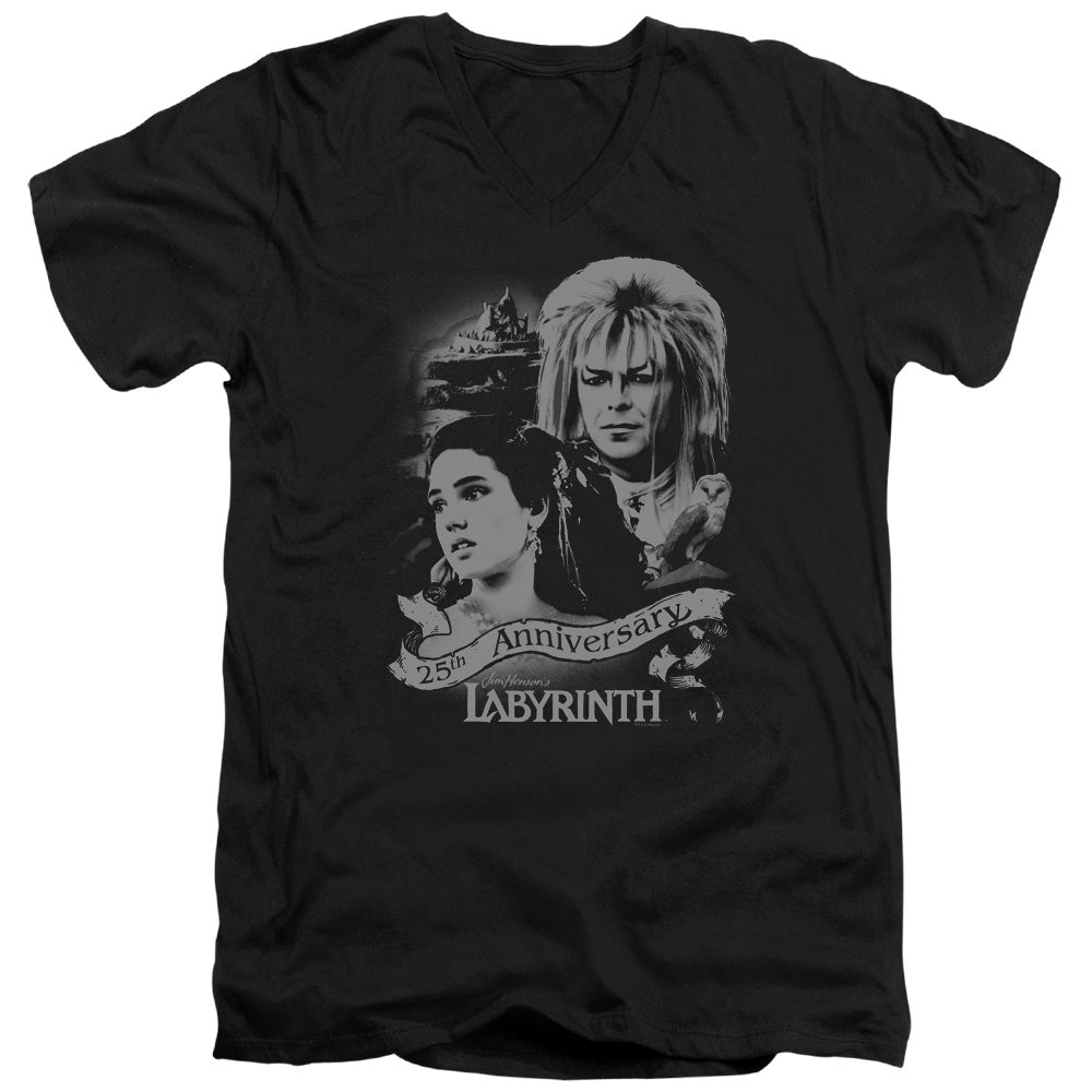 AN OFFCIALLY LICENSED LABYRINTH ANNIVERSARY MEN'S V-NECK T-SHIRT BLACK