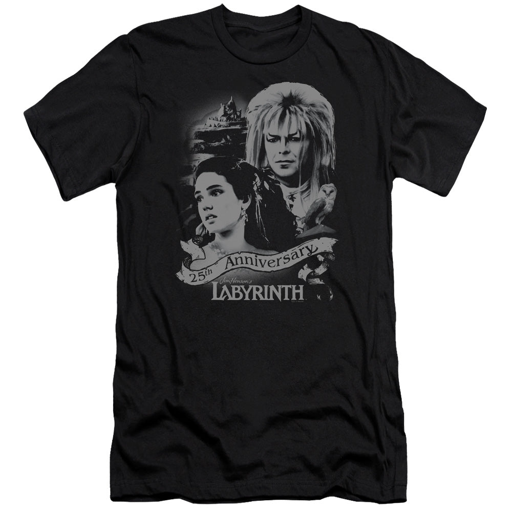AN OFFCIALLY LICENSED LABYRINTH ANNIVERSARY MEN'S PREMIUM SLIM FIT T-SHIRT BLACK