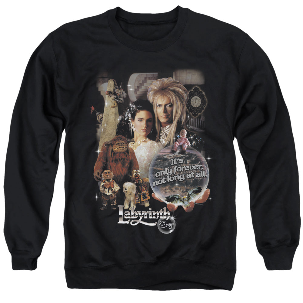 AN OFFCIALLY LICENSED LABYRINTH 25 YEARS OF MAGIC ADULT UNISEX CREWNECK SWEATSHIRT BLACK