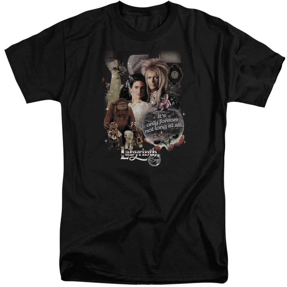 AN OFFCIALLY LICENSED LABYRINTH 25 YEARS OF MAGIC MEN'S TALL FIT T-SHIRT BLACK