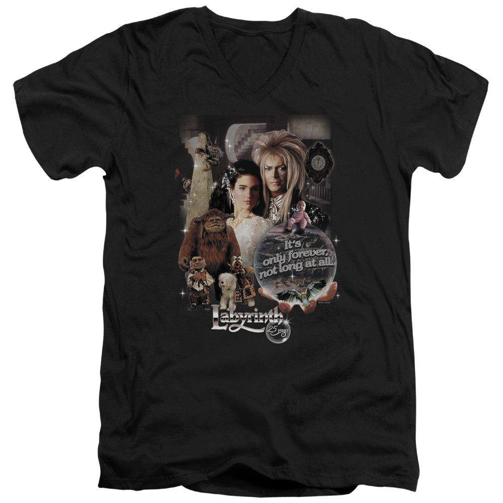 AN OFFCIALLY LICENSED LABYRINTH 25 YEARS OF MAGIC MEN'S V-NECK T-SHIRT BLACK