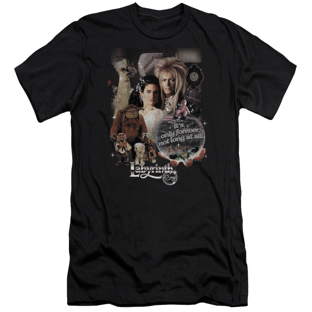 AN OFFCIALLY LICENSED LABYRINTH 25 YEARS OF MAGIC MEN'S PREMIUM SLIM FIT T-SHIRT BLACK