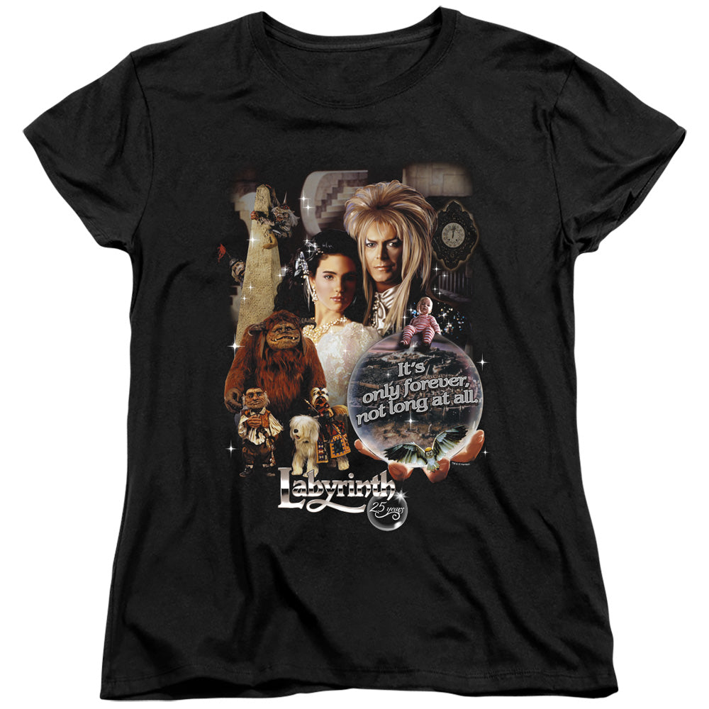 AN OFFCIALLY LICENSED LABYRINTH 25 YEARS OF MAGIC WOMEN'S REGULAR FIT T-SHIRT BLACK