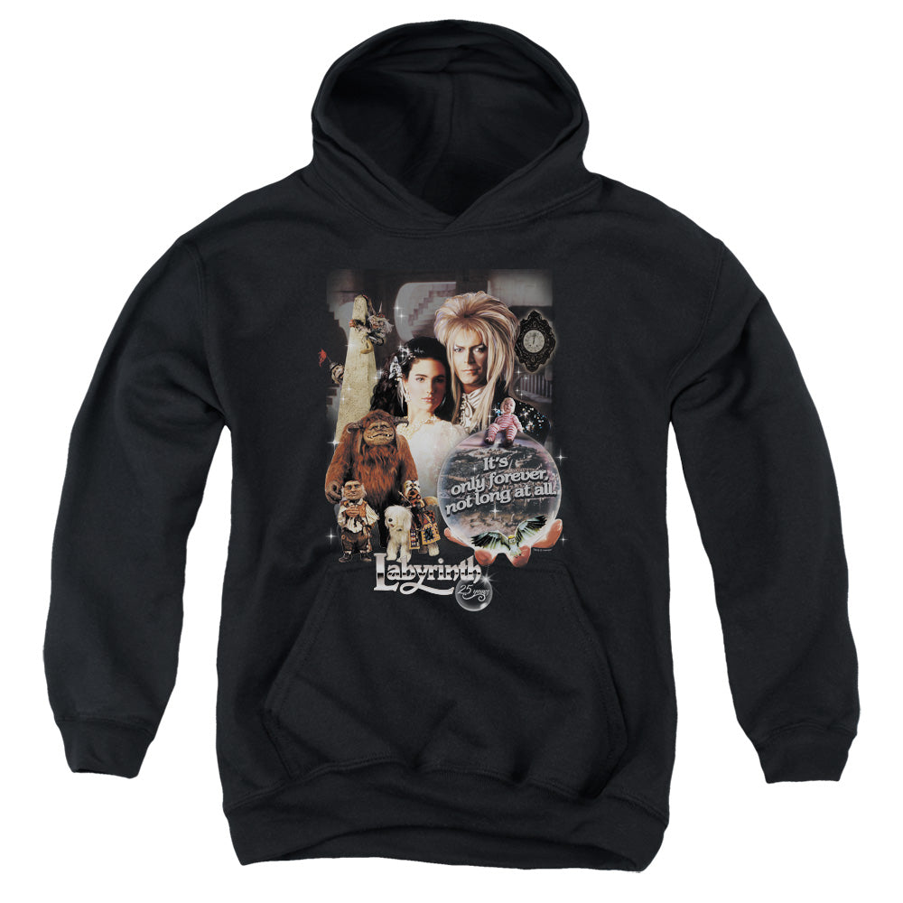 AN OFFCIALLY LICENSED LABYRINTH 25 YEARS OF MAGIC YOUTH HOODIE BLACK