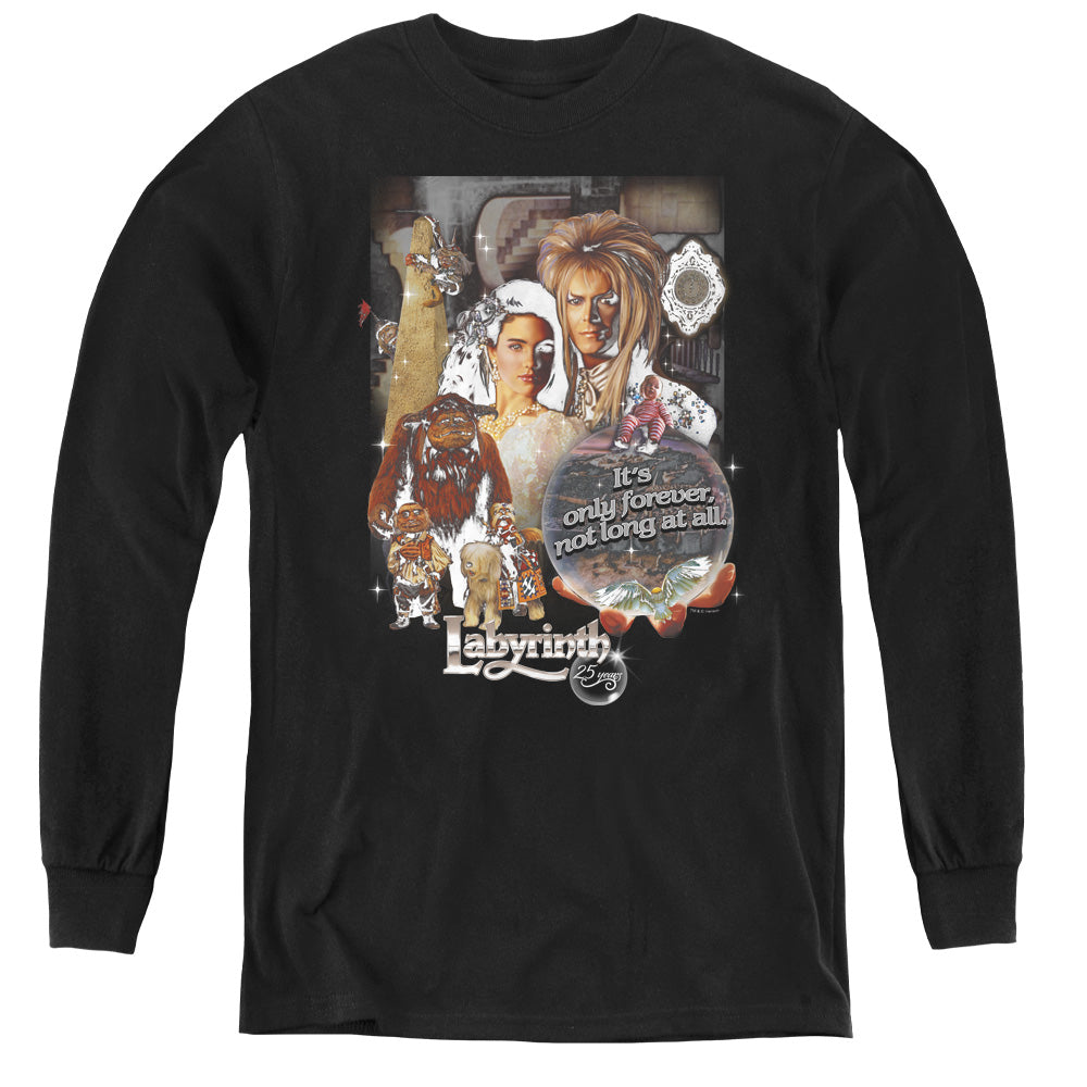 AN OFFCIALLY LICENSED LABYRINTH 25 YEARS OF MAGIC YOUTH LONG SLEEVE T-SHIRT BLACK