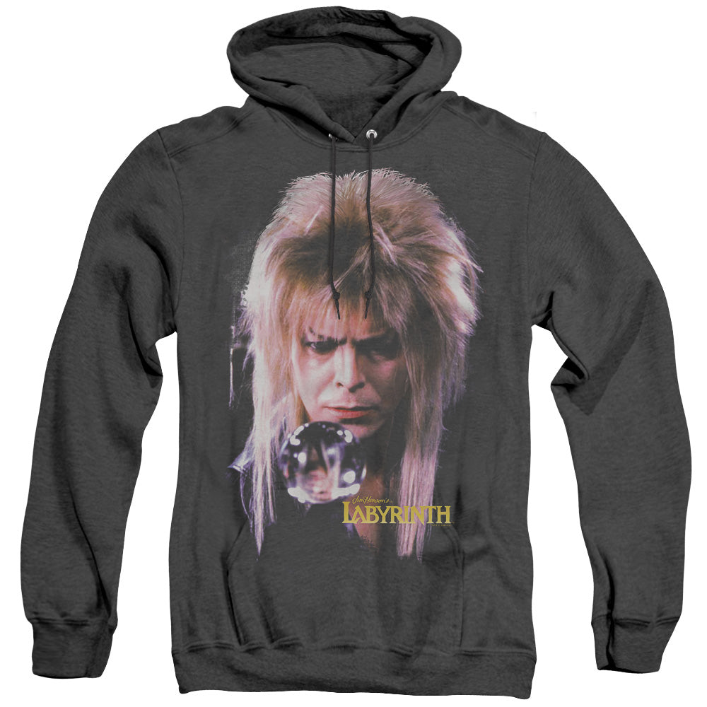 AN OFFCIALLY LICENSED LABYRINTH GOBLIN KING ADULT UNISEX HEATHER PULLOVER HOODIE BLACK