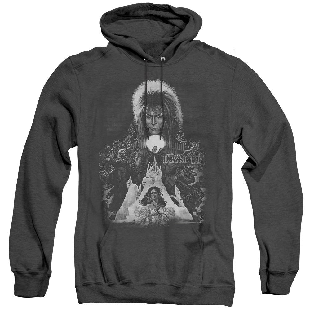 AN OFFCIALLY LICENSED LABYRINTH CASTLE ADULT UNISEX HEATHER PULLOVER HOODIE BLACK