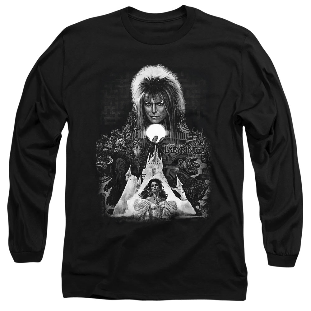 AN OFFCIALLY LICENSED LABYRINTH CASTLE MEN'S LONG SLEEVE T-SHIRT BLACK