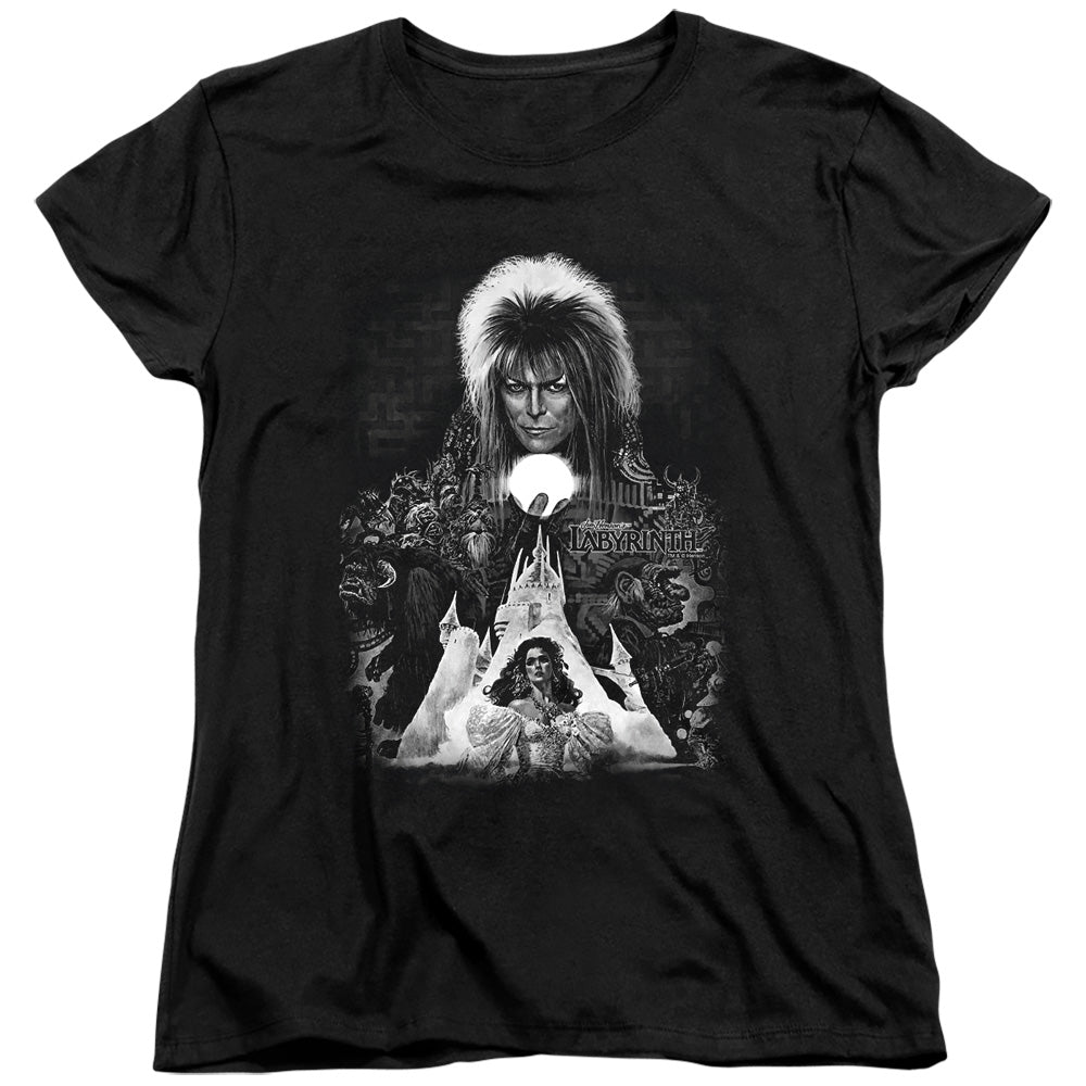 AN OFFCIALLY LICENSED LABYRINTH CASTLE WOMEN'S REGULAR FIT T-SHIRT BLACK