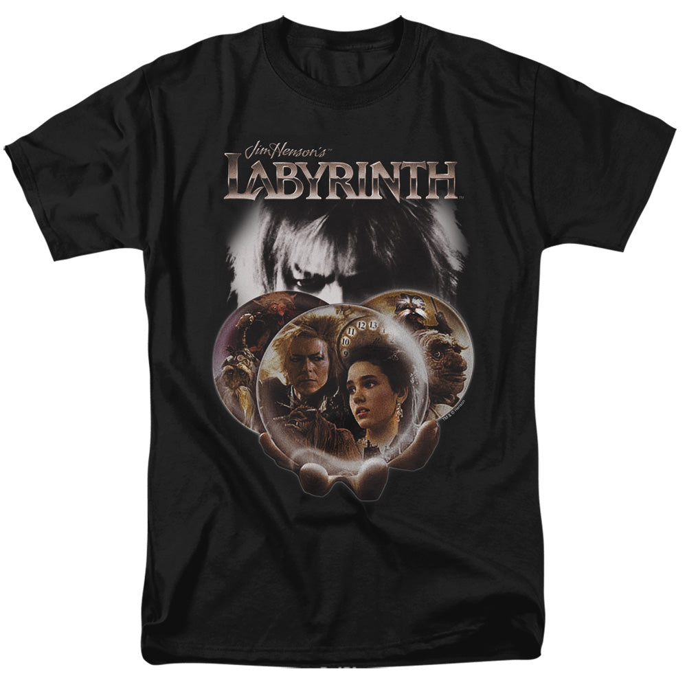 AN OFFCIALLY LICENSED LABYRINTH GLOBES MEN'S REGULAR FIT T-SHIRT BLACK