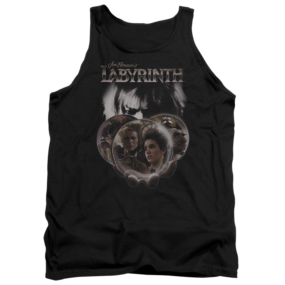 AN OFFCIALLY LICENSED LABYRINTH GLOBES ADULT UNISEX TANK TOP BLACK
