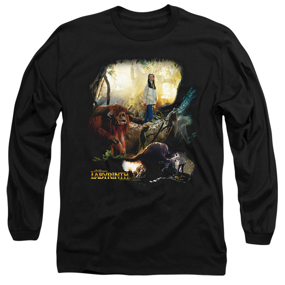 AN OFFCIALLY LICENSED LABYRINTH SARAH & LUDO MEN'S LONG SLEEVE T-SHIRT BLACK