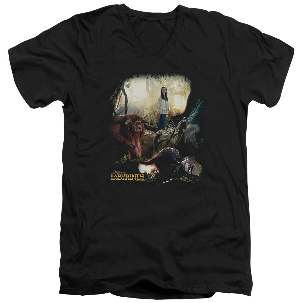AN OFFCIALLY LICENSED LABYRINTH SARAH & LUDO MEN'S V-NECK T-SHIRT BLACK
