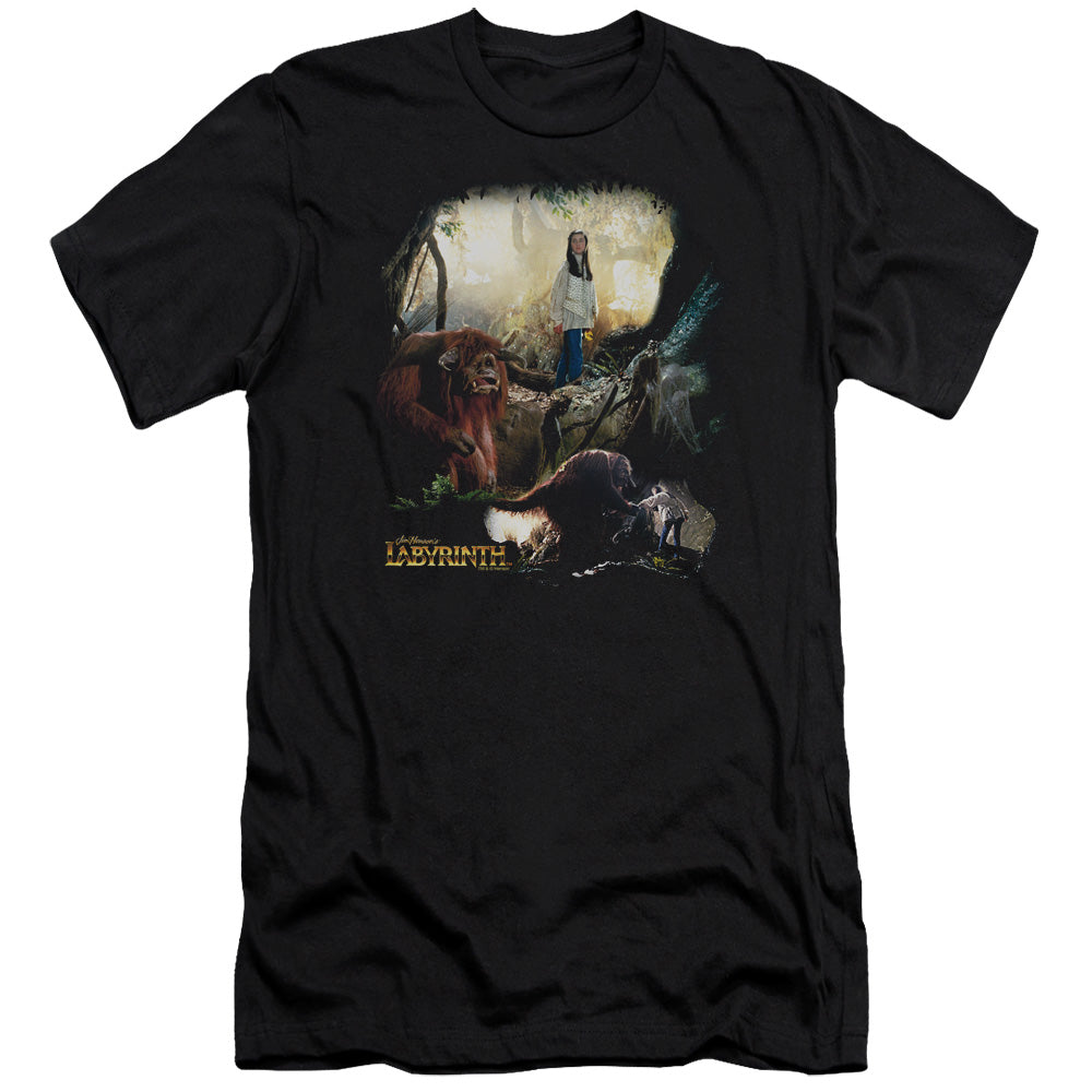 AN OFFCIALLY LICENSED LABYRINTH SARAH & LUDO MEN'S PREMIUM SLIM FIT T-SHIRT BLACK