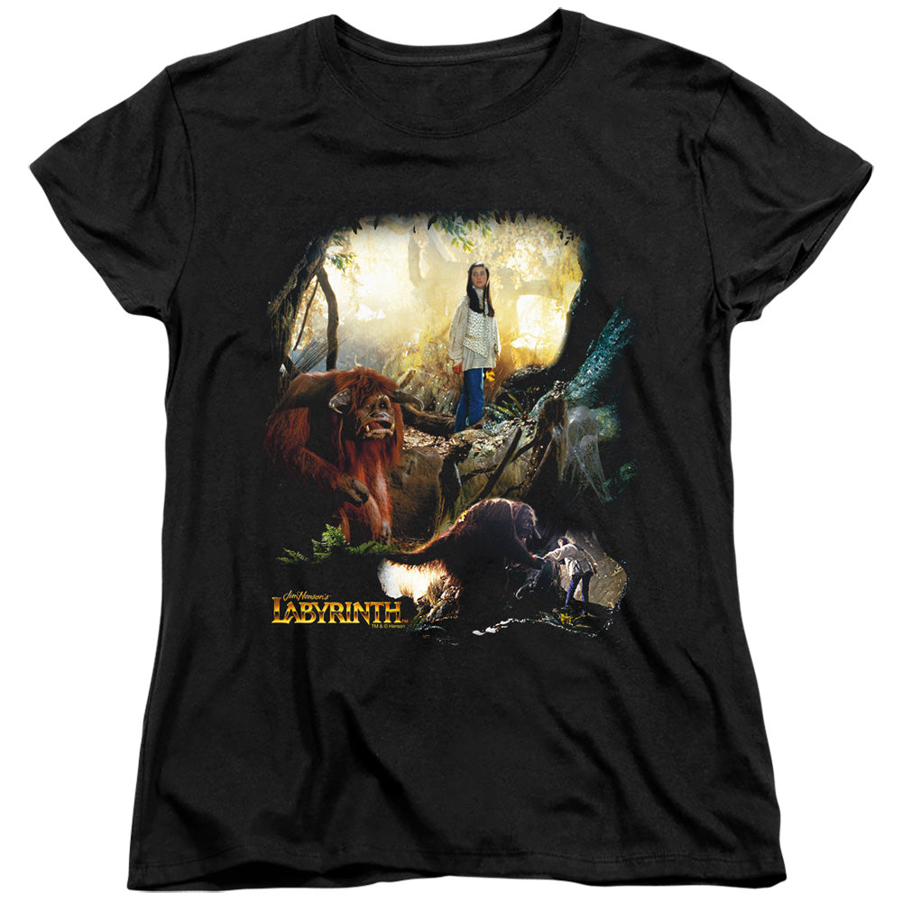 AN OFFCIALLY LICENSED LABYRINTH SARAH & LUDO WOMEN'S REGULAR FIT T-SHIRT BLACK