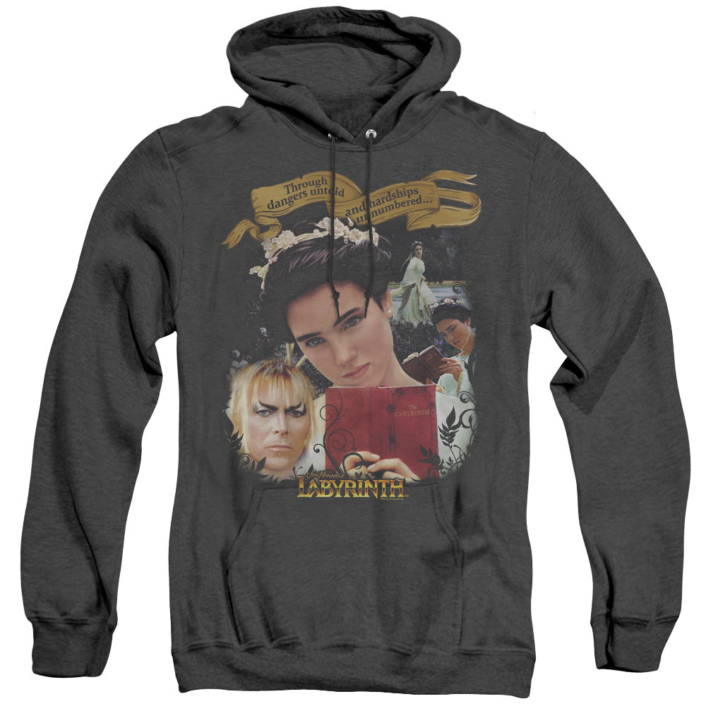 AN OFFCIALLY LICENSED LABYRINTH DANGERS UNTOLD ADULT UNISEX HEATHER PULLOVER HOODIE BLACK