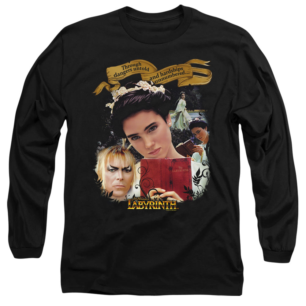 AN OFFCIALLY LICENSED LABYRINTH DANGERS UNTOLD MEN'S LONG SLEEVE T-SHIRT BLACK