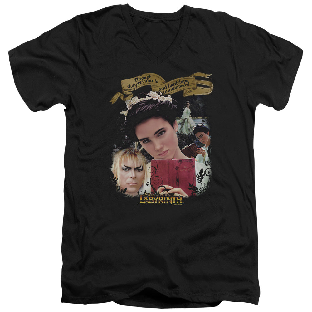 AN OFFCIALLY LICENSED LABYRINTH DANGERS UNTOLD MEN'S V-NECK T-SHIRT BLACK