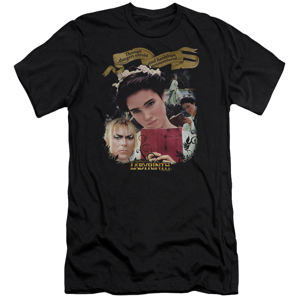 AN OFFCIALLY LICENSED LABYRINTH DANGERS UNTOLD MEN'S PREMIUM SLIM FIT T-SHIRT BLACK