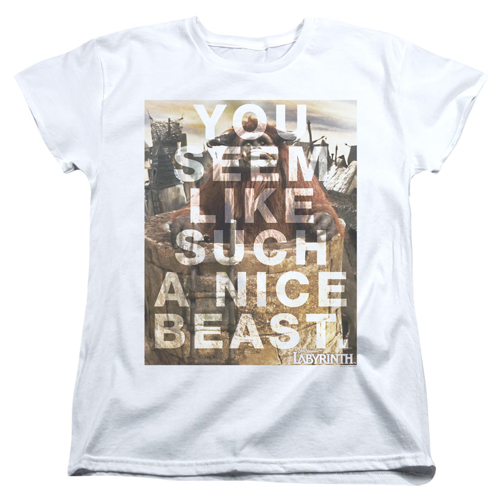 AN OFFCIALLY LICENSED LABYRINTH NICE BEAST WOMEN'S REGULAR FIT T-SHIRT WHITE