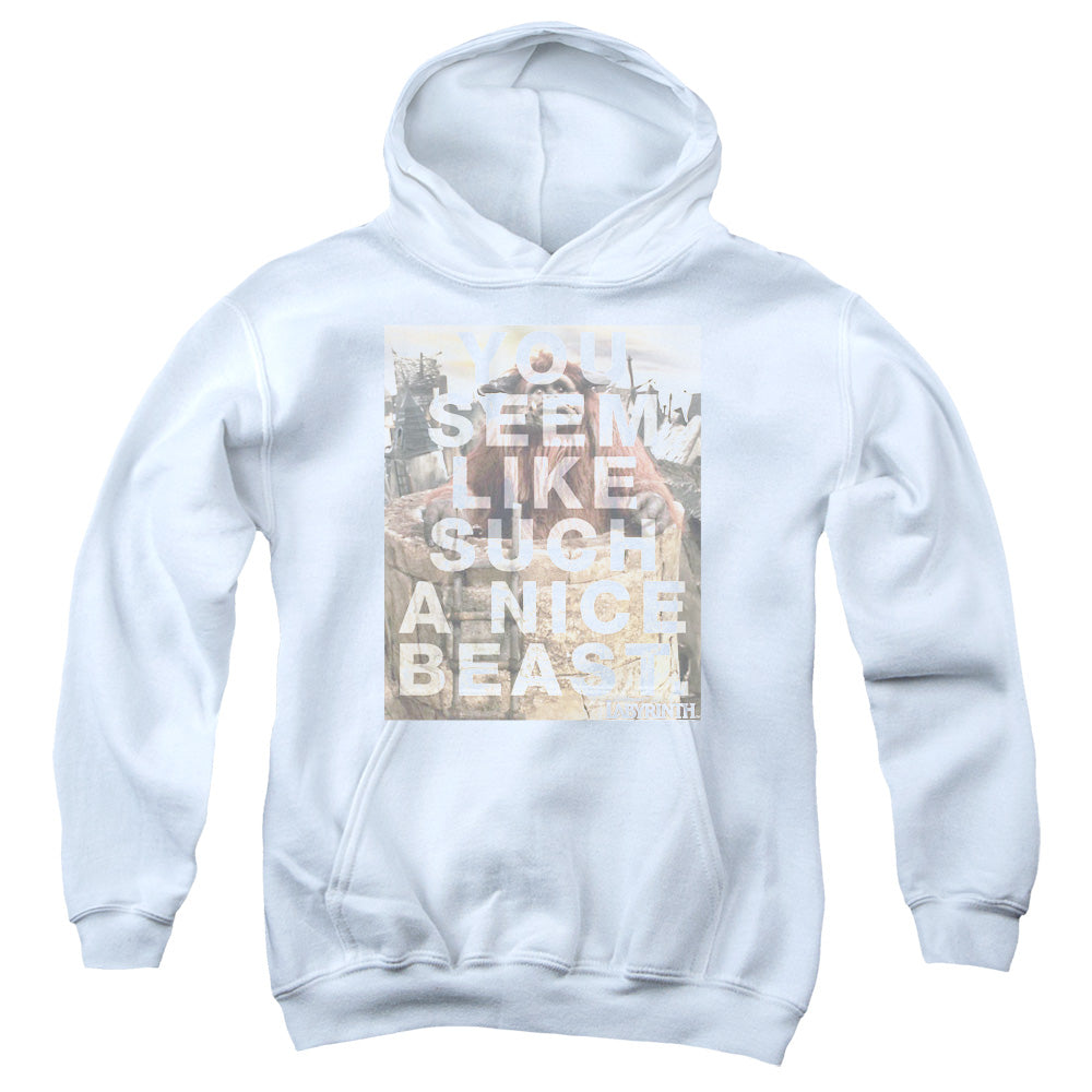 AN OFFCIALLY LICENSED LABYRINTH NICE BEAST YOUTH HOODIE WHITE