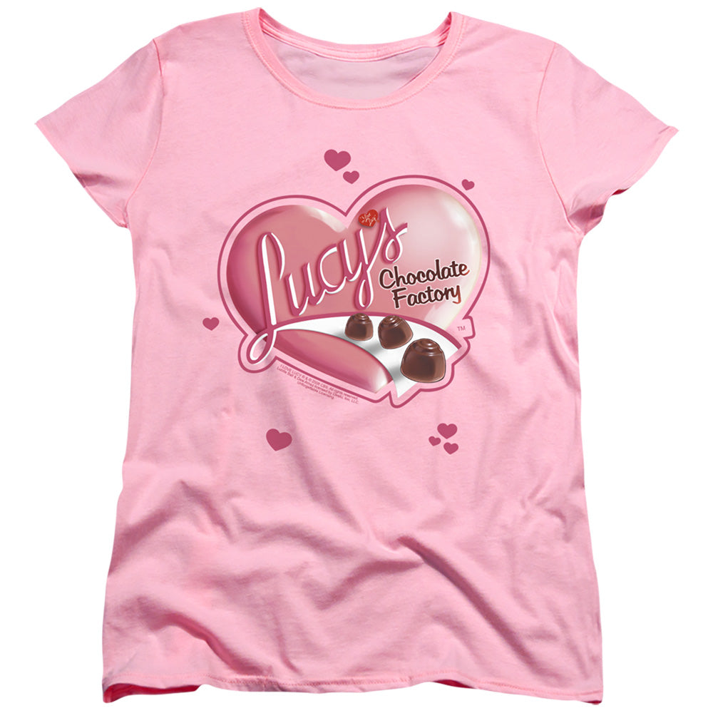AN OFFCIALLY LICENSED I LOVE LUCY CHOCOLATE SMUDGES WOMEN'S REGULAR FIT T-SHIRT PINK
