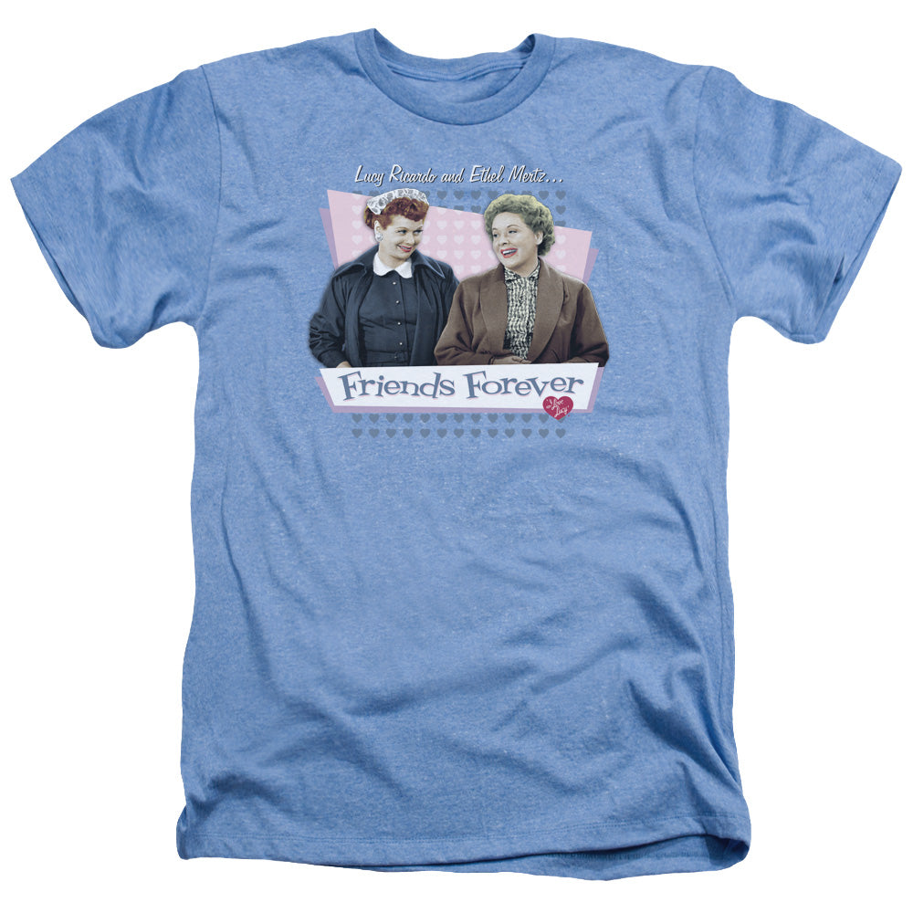 AN OFFCIALLY LICENSED I LOVE LUCY FRIENDS FOREVER MEN'S HEATHER T-SHIRT LIGHT BLUE
