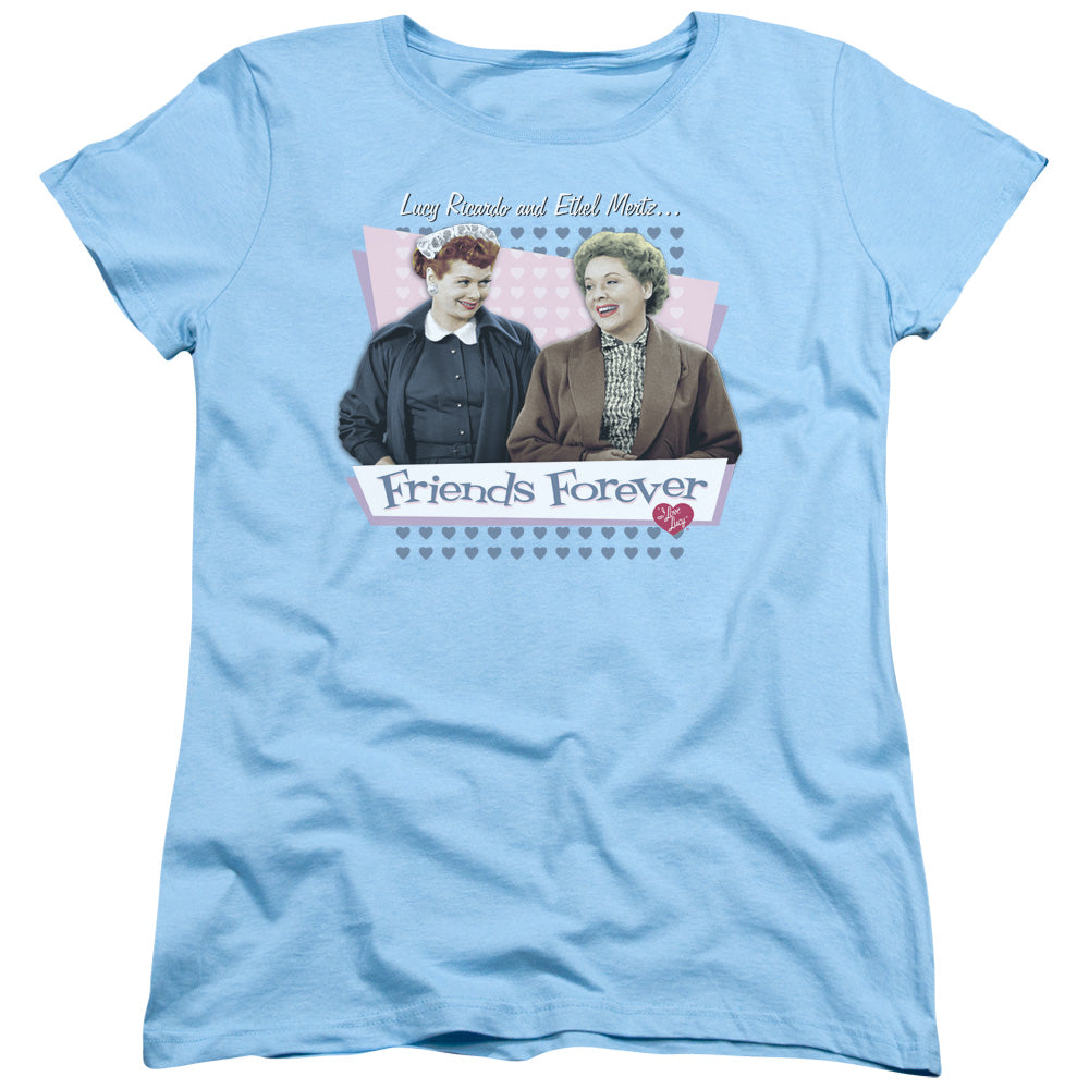 AN OFFCIALLY LICENSED I LOVE LUCY FRIENDS FOREVER WOMEN'S REGULAR FIT T-SHIRT LIGHT BLUE