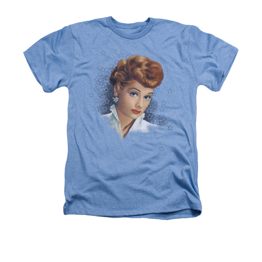 AN OFFCIALLY LICENSED LUCY WHAT A STAR MEN'S HEATHER T-SHIRT LIGHT BLUE