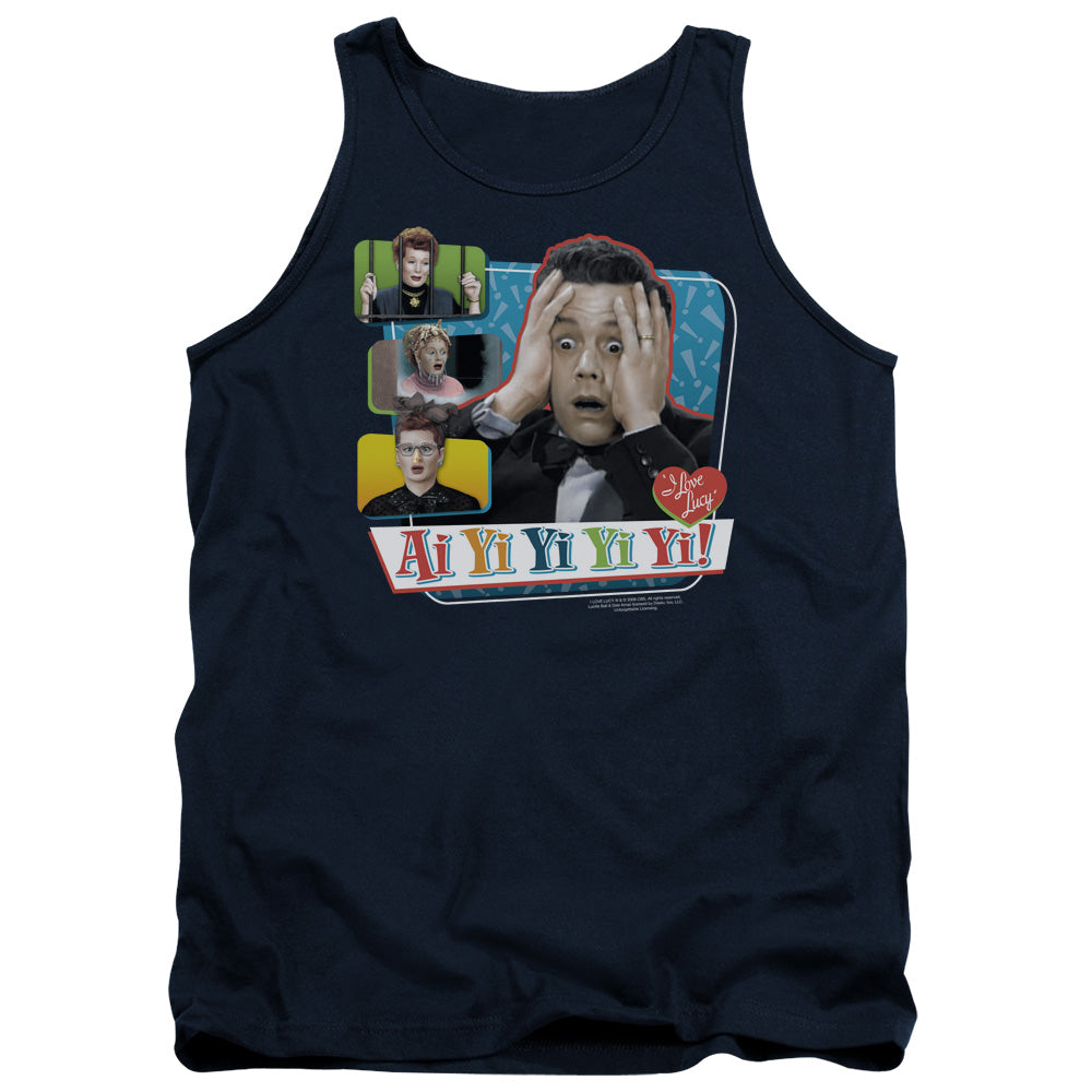 AN OFFCIALLY LICENSED I LOVE LUCY AI YI YI YI YI ADULT UNISEX TANK TOP NAVY