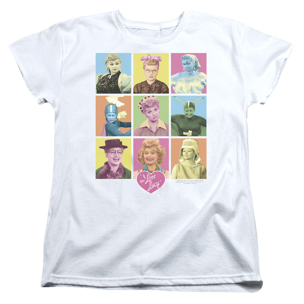 AN OFFCIALLY LICENSED I LOVE LUCY SO MANY FACES WOMEN'S REGULAR FIT T-SHIRT WHITE