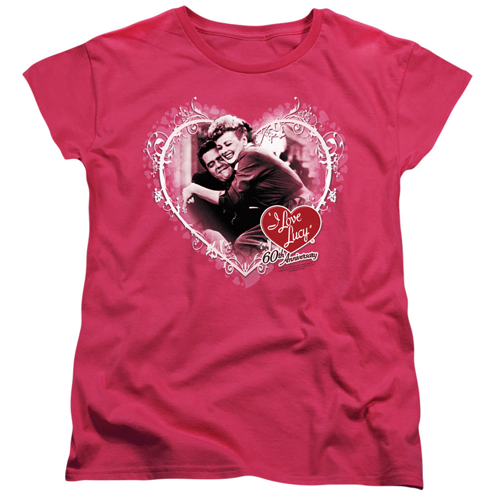 AN OFFCIALLY LICENSED I LOVE LUCY HAPPY ANNIVERSARY WOMEN'S REGULAR FIT T-SHIRT HOT PINK