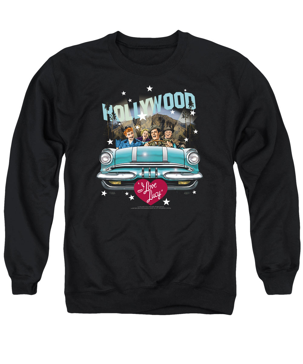 AN OFFCIALLY LICENSED I LOVE LUCY HOLLYWOOD ROAD TRIP ADULT UNISEX CREWNECK SWEATSHIRT BLACK