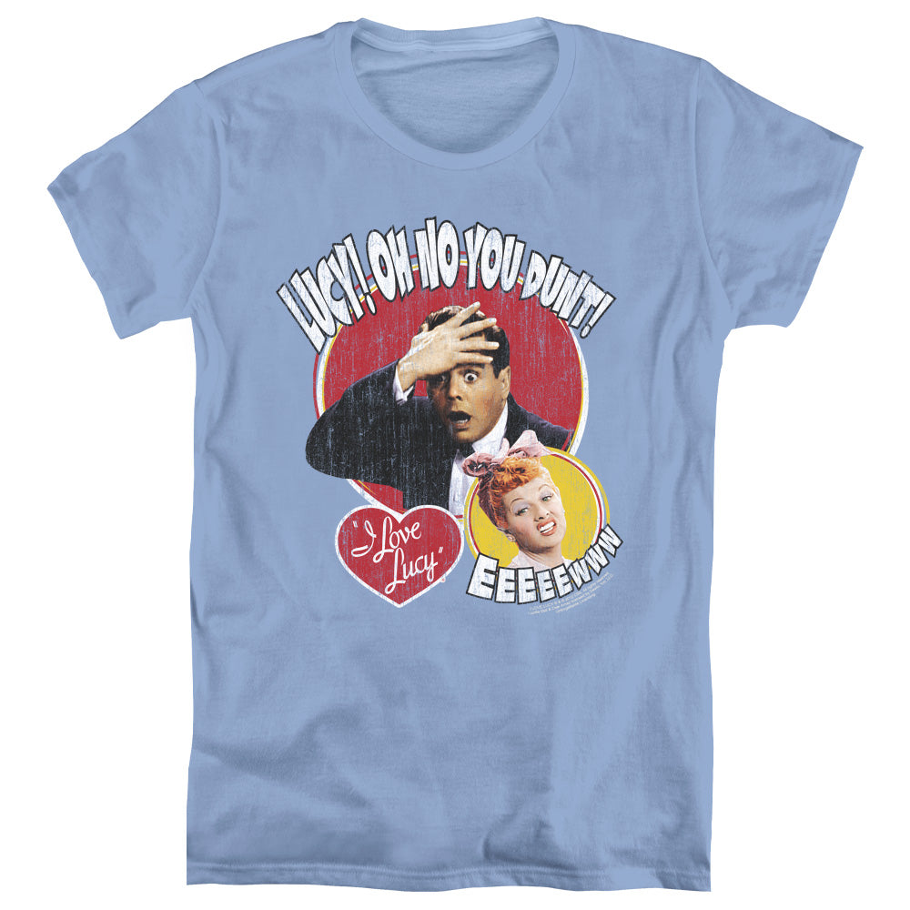 AN OFFCIALLY LICENSED I LOVE LUCY YELLING IN SPANISH WOMEN'S REGULAR FIT T-SHIRT CAROLINA BLUE