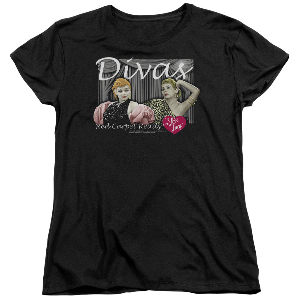 AN OFFCIALLY LICENSED I LOVE LUCY DIVAS WOMEN'S REGULAR FIT T-SHIRT BLACK
