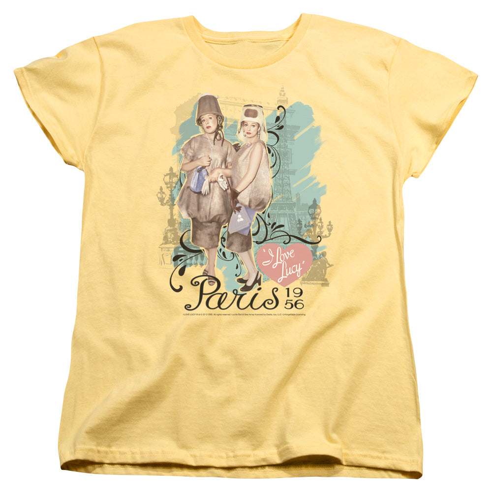 AN OFFCIALLY LICENSED I LOVE LUCY PARIS DRESS WOMEN'S REGULAR FIT T-SHIRT BANANA