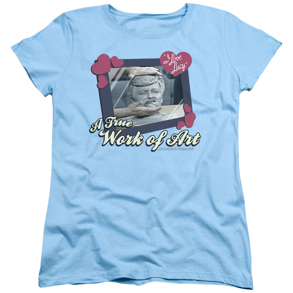 AN OFFCIALLY LICENSED I LOVE LUCY WORK OF ART WOMEN'S REGULAR FIT T-SHIRT LIGHT BLUE
