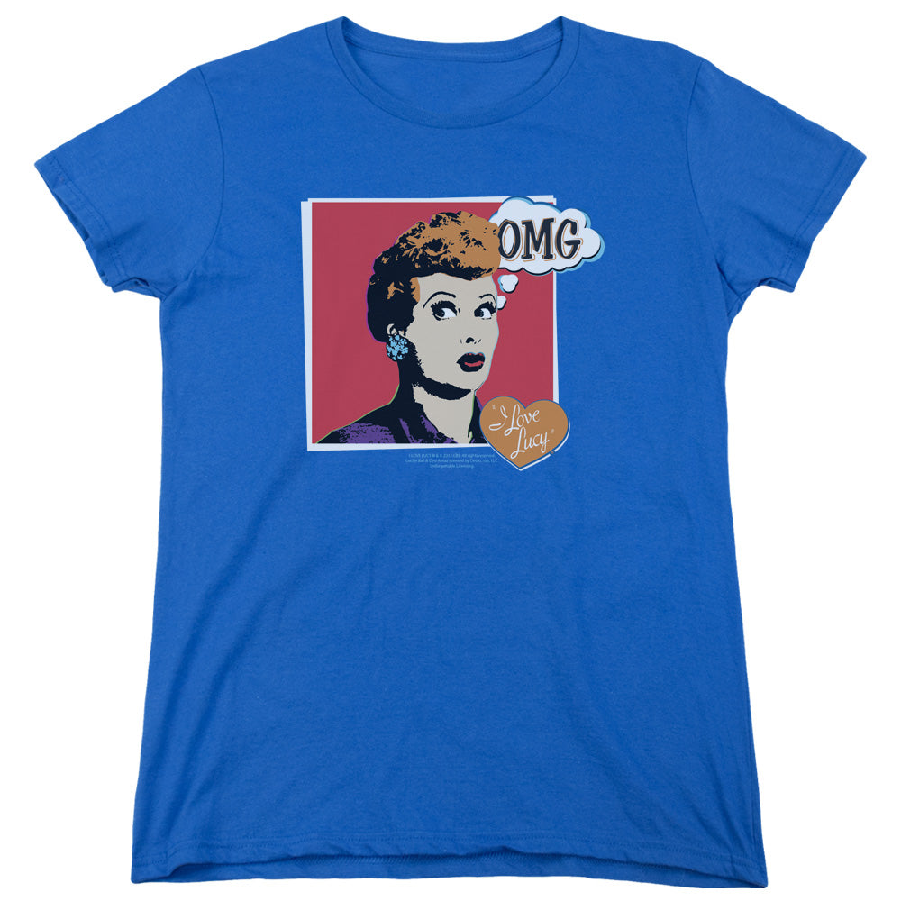 AN OFFCIALLY LICENSED I LOVE LUCY I LOVE WORHOL OMG WOMEN'S REGULAR FIT T-SHIRT ROYAL