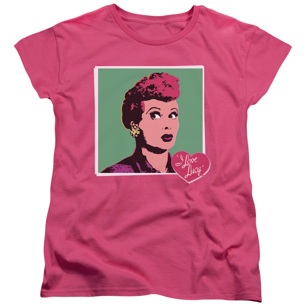 AN OFFCIALLY LICENSED I LOVE LUCY I LOVE WORHOL WOMEN'S REGULAR FIT T-SHIRT HOT PINK