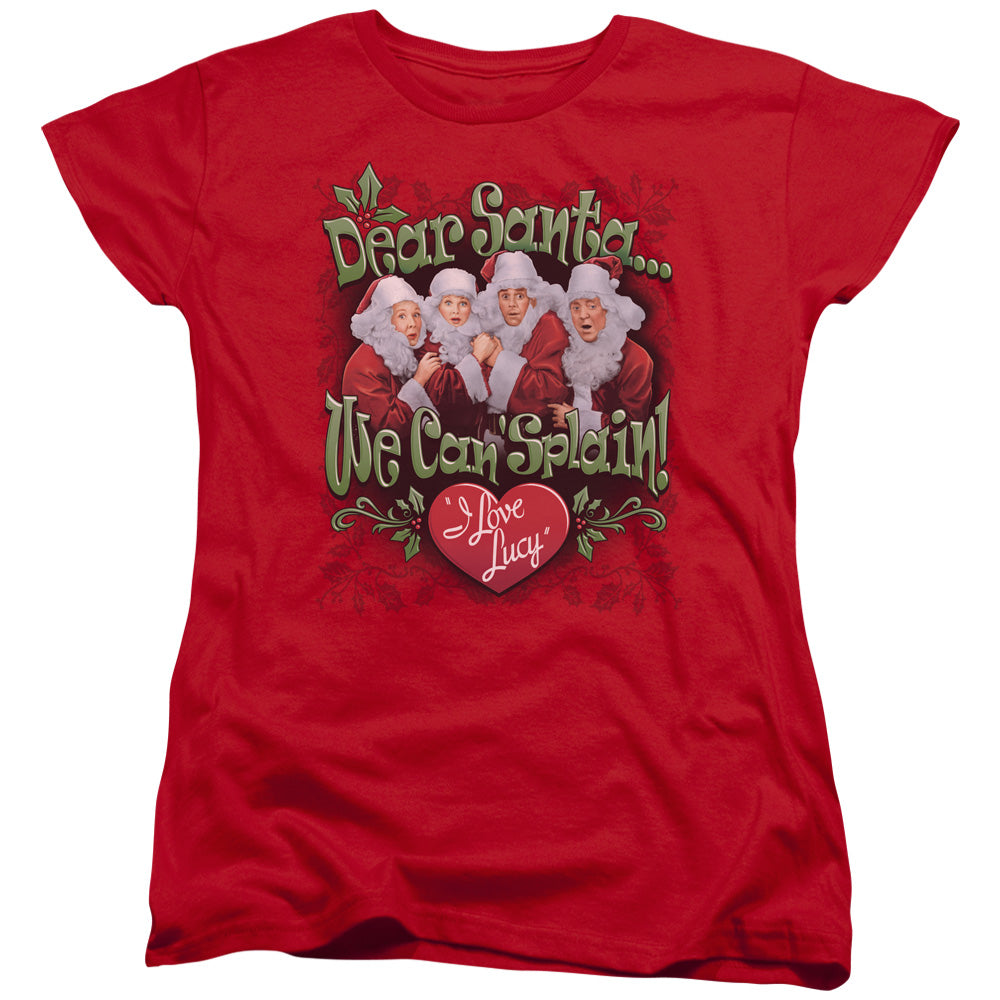 AN OFFCIALLY LICENSED I LOVE LUCY DEAR SANTA WOMEN'S REGULAR FIT T-SHIRT RED