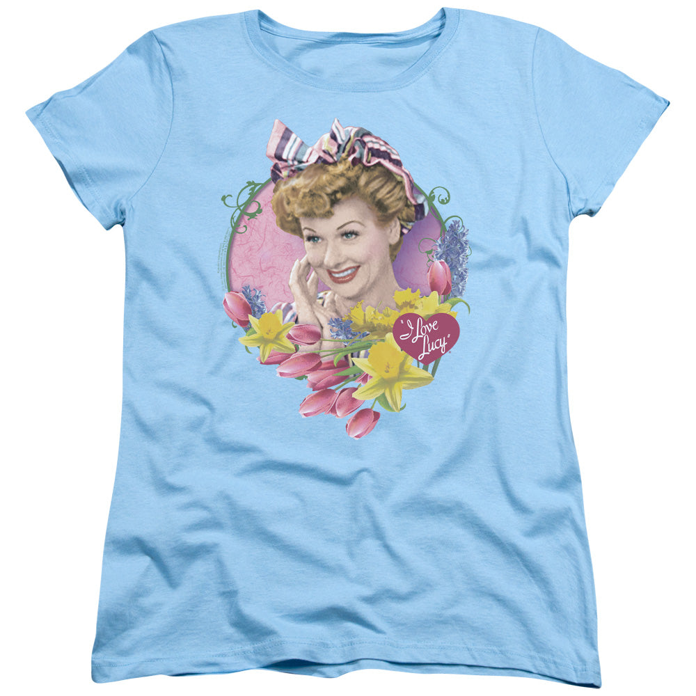 AN OFFCIALLY LICENSED I LOVE LUCY SPRINGTIME WOMEN'S REGULAR FIT T-SHIRT LIGHT BLUE