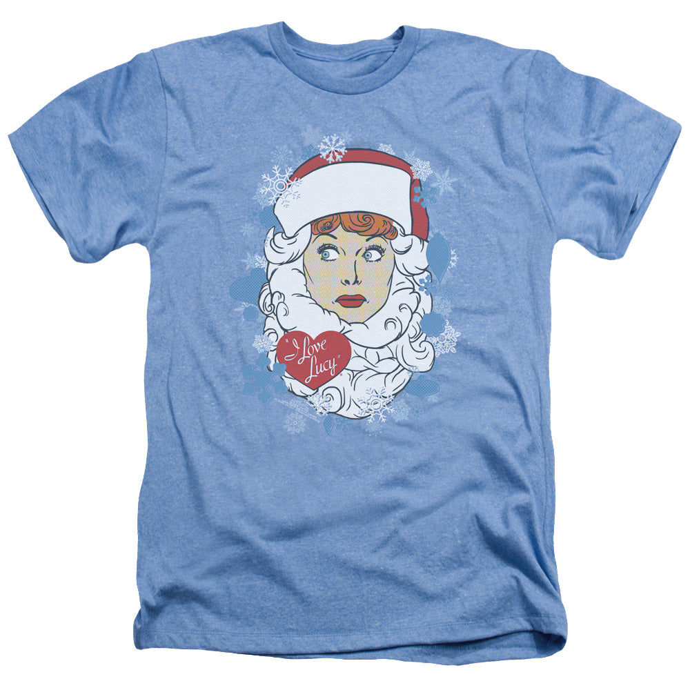 AN OFFCIALLY LICENSED I LOVE LUCY BEARD FLAKES MEN'S HEATHER T-SHIRT LIGHT BLUE
